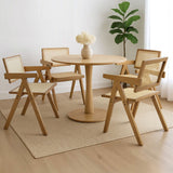 Levede 4x Dining Chair Solid Wood Rattan - Close-Up Angle