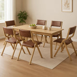 Levede 6x Dining Chairs Foldable PU Tan - Close-Up Angle