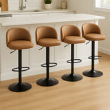 Levede 4x Bar Stool Swivel Gas Lift PU Leather Brown - Close-Up Angle