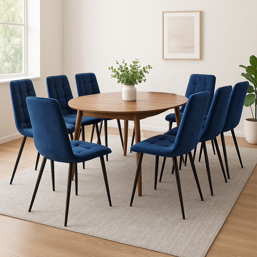 Levede 4x Dining Chairs Kitchen Velvet Blue-2006732723590402055