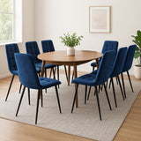 Levede 4x Dining Chairs Kitchen Velvet Blue - Close-Up Angle