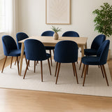Levede 8x Dining Chairs Seat French Navy - Close-Up Angle