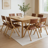 Levede 8x Dining Chairs Foldable PU Tan - Close-Up Angle