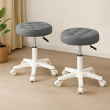 Levede 2x Rolling Bar Stool Swivel Salon SPA Chair Grey - Close-Up Angle
