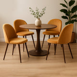 Levede 4x Dining Chairs Seat French Mustard - Close-Up Angle