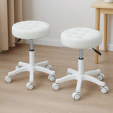 Levede 2x Rolling Bar Stool Swivel Salon SPA Chair Beige - Close-Up Angle