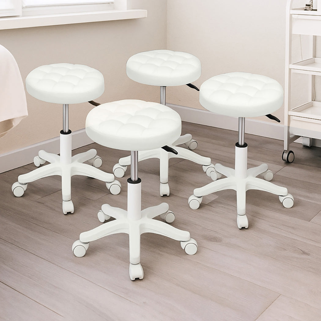 Levede 4x Rolling Bar Stool Swivel Salon SPA Chair Beige-2018816886007009287