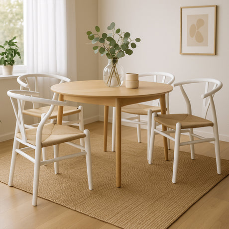 Levede 4x Dining Chairs Wooden Hans White-2006732723045142535