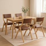 Levede 4x Dining Chairs Foldable PU Tan - Close-Up Angle