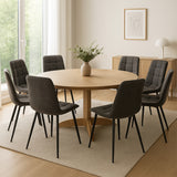 Levede 8x Dining Chairs Kitchen Velvet Grey - Close-Up Angle