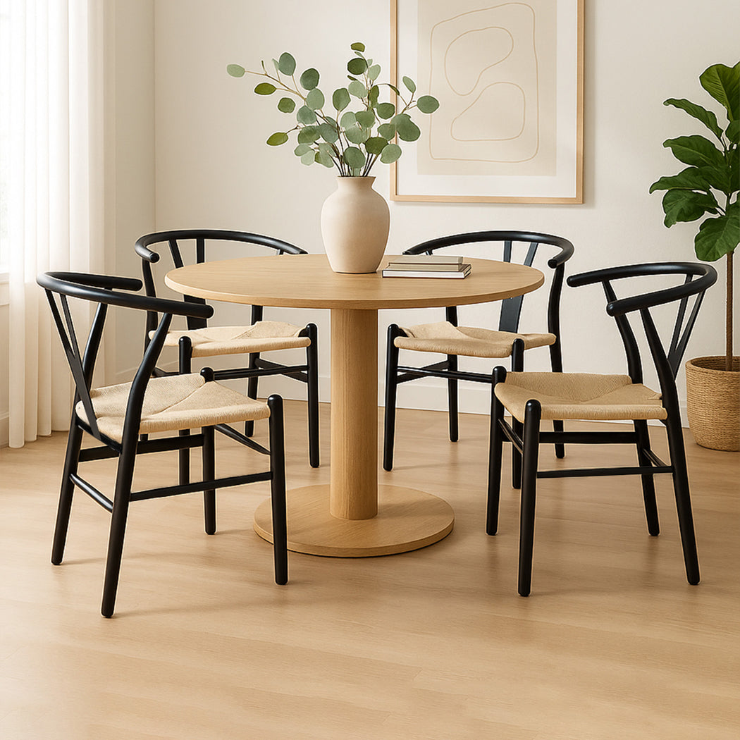 Levede 4x Dining Chairs Wooden Hans Black-2018816917736919047