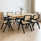 Levede 6x Black Wicker Armchair Dining Chair - Close-Up Angle