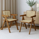 Levede 2x Walnut Wicker Armchair Dining Chair-2018816870890737671