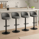 Levede 4x Bar Stool Swivel Gas Lift PU Leather Grey - Close-Up Angle