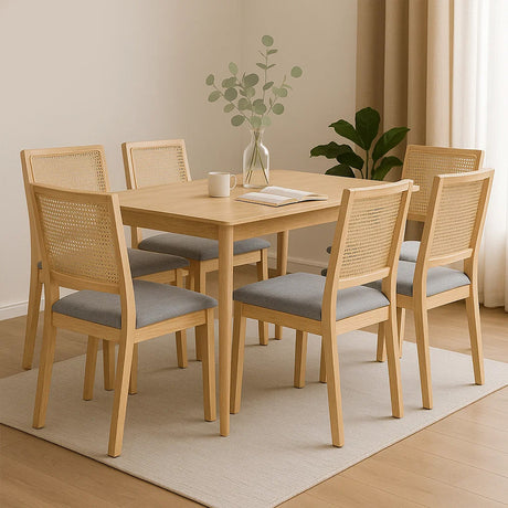 Levede 6XCane Dining Chair Rattan Armless Seat-2006732734734667783