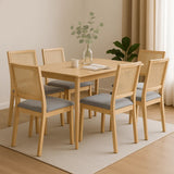 Levede 6XCane Dining Chair Rattan Armless Seat - Close-Up Angle