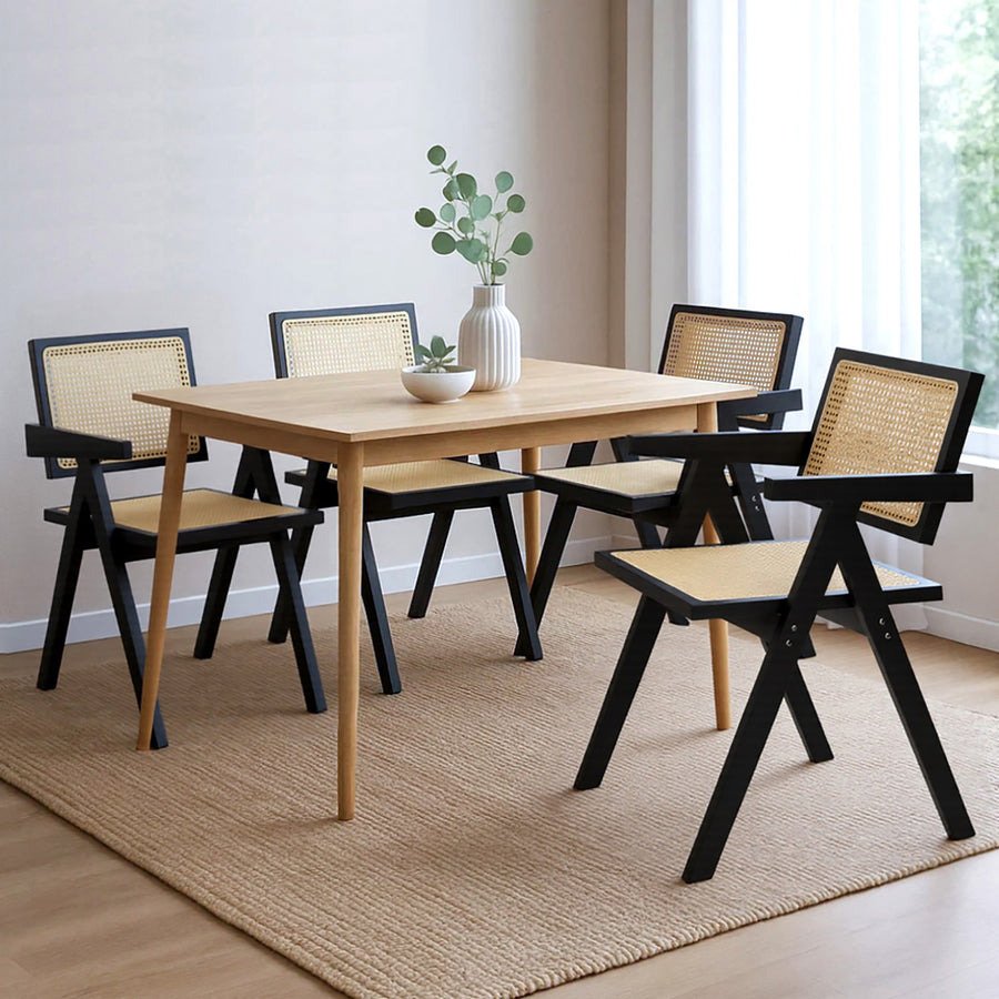 Levede 4x Black Wicker Armchair Dining Chair-2018816912166883335