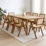 Levede 8x Walnut Wicker Armchair Dining Chair - Close-Up Angle