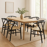 Levede 6x Dining Chairs Wooden Hans Black - Close-Up Angle