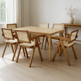 Levede 6x Walnut Wicker Armchair Dining Chair - Close-Up Angle