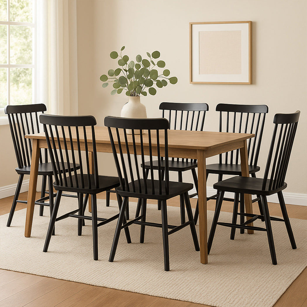 Levede 6x Dining Chairs Kitchen Winsor Black-2006732719299629063