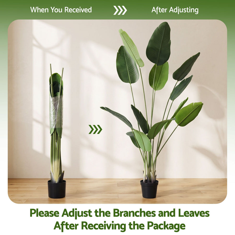 Artiss 150cm Artificial Bird of Paradise Plant Lifelike Textured Leaves Wipe-Clean Indoor Home Decor, image 3
