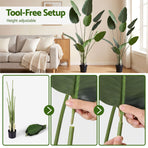 Artiss 150cm Artificial Bird of Paradise Plant Lifelike Textured Leaves Wipe-Clean Indoor Home Decor, image 4