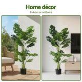 Artiss 140cm Artificial Monstera Tree Faux Trees Indoor Decor Artificial Plants Lifelike Plant 1.4M - Close-Up Angle