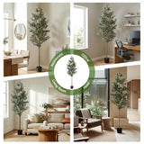 Artiss 210cm Artificial Olive Tree Faux Trees Indoor Decor Artificial Plants Lifelike Plant 2.1M - Close-Up Angle