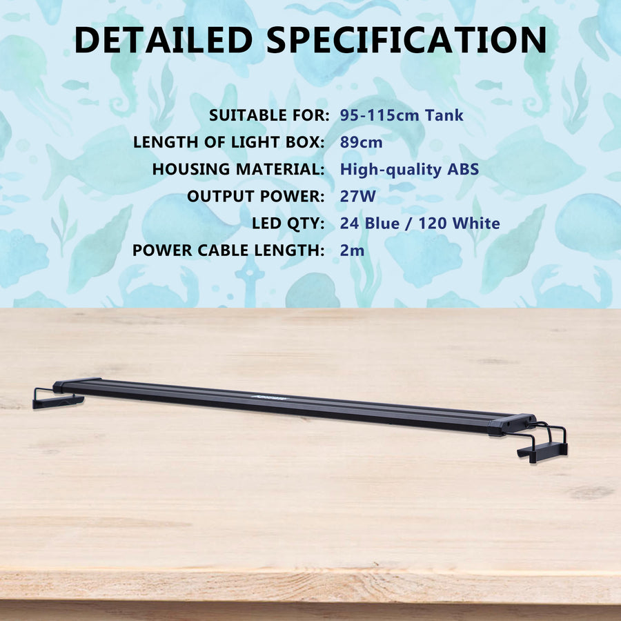 2X Aquarium Blue White LED - 33W 120-140cm