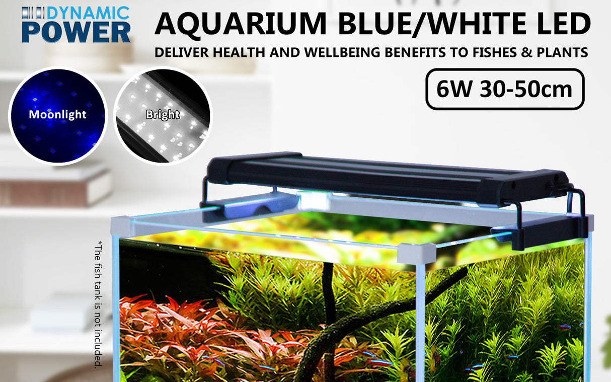 2X Aquarium Blue White LED - 6W 30-50cm