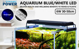 2X Aquarium Blue White LED - 6W 30-50cm