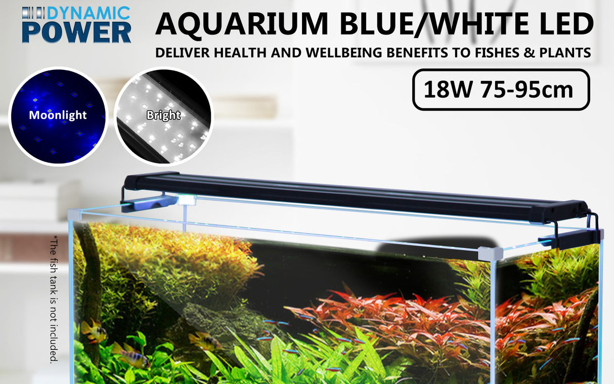 2X Aquarium Blue White LED - 18W 75-95cm