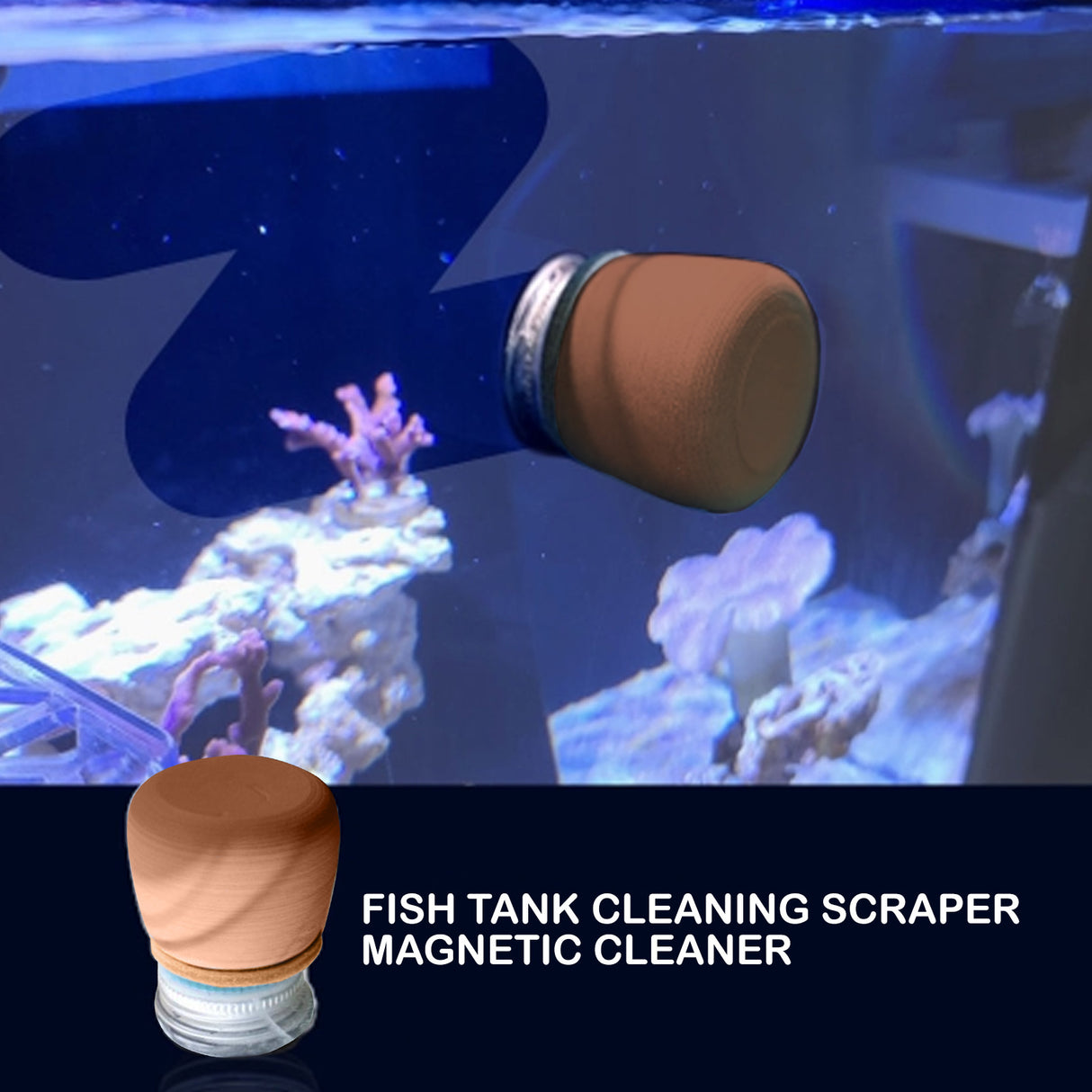 Fish Tank Corner Moss Magnet Scraper Scrubber - BROWN