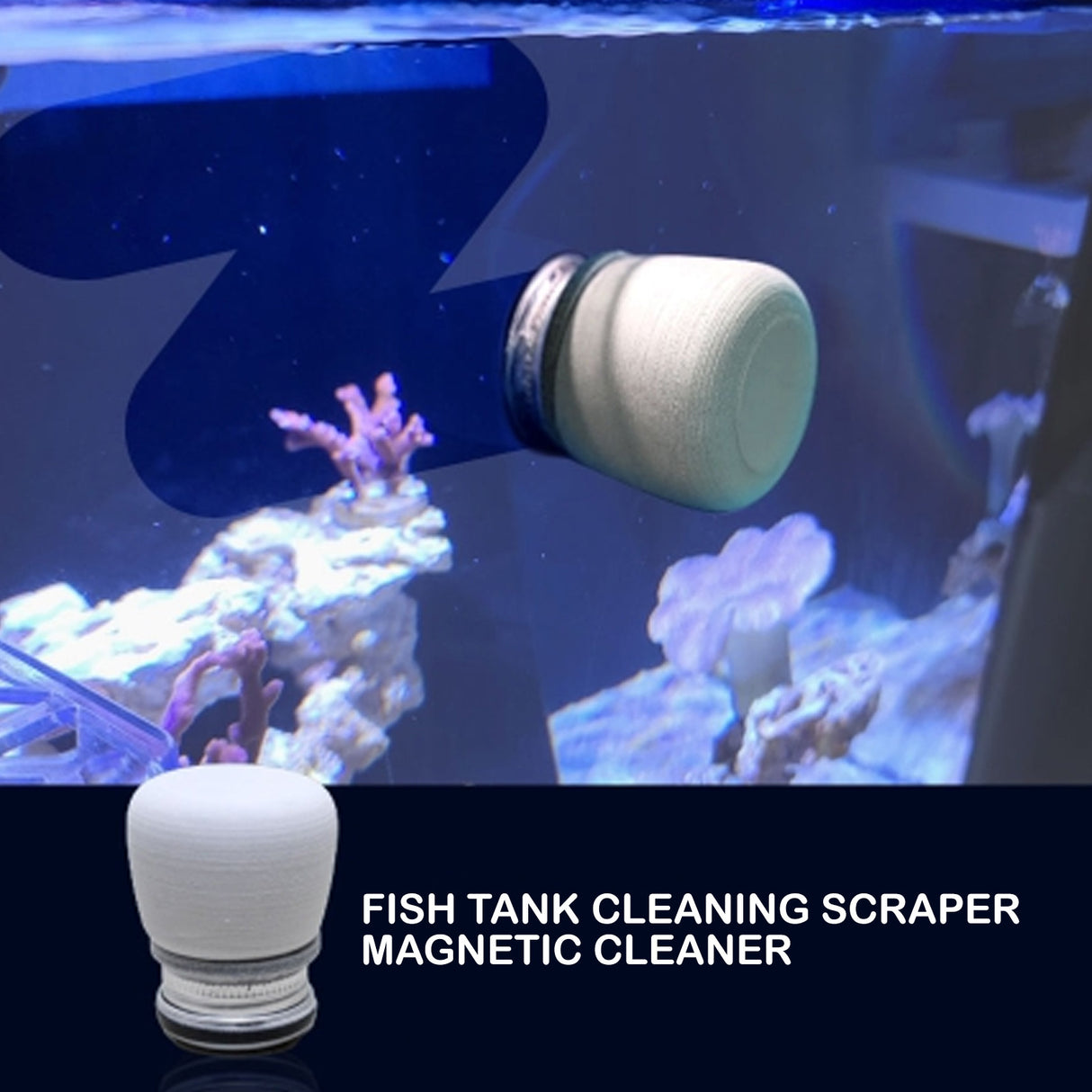 Fish Tank Corner Moss Magnet Scraper Scrubber - GREY