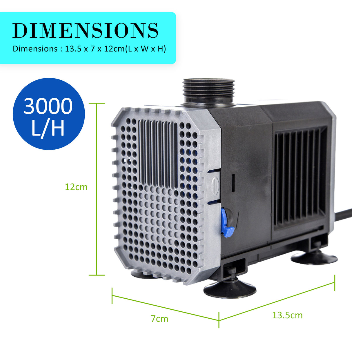 3000L/H 55W 3m Aquarium Submersible Pond Water Pump