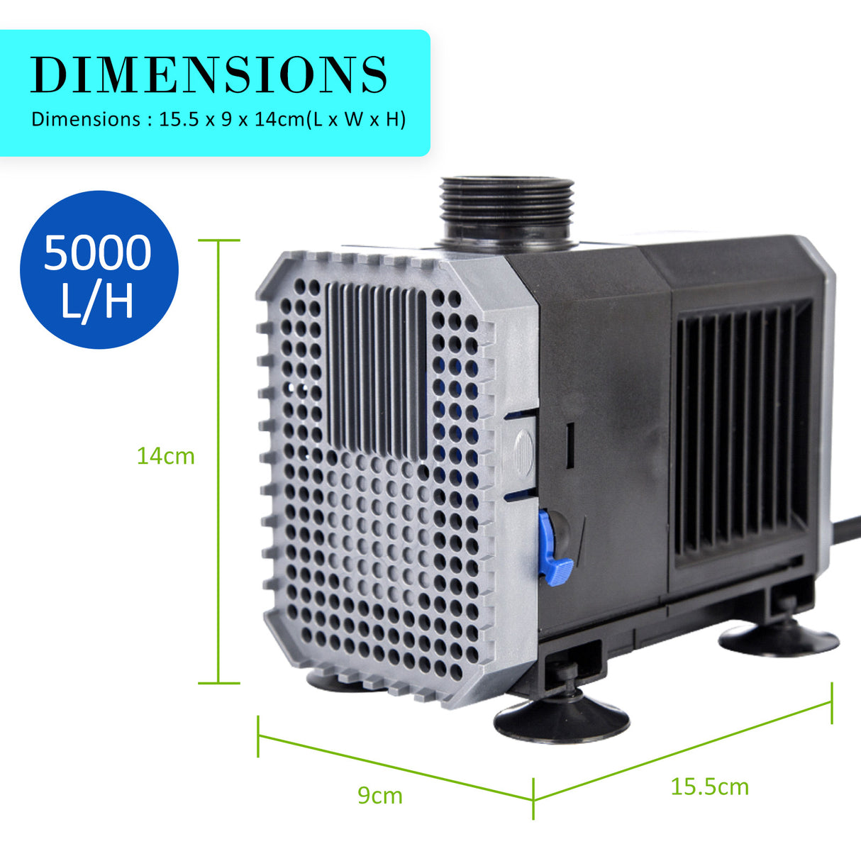 5000L/H 80W 3.8m Aquarium Submersible Pond Water Pump