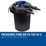 PROTEGE Aquarium External Canister Filter Aqua Fish Tank Pond Water UV Light 10000 L/H - Front View