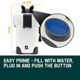 PROTEGE Aquarium External Canister Filter Aqua Fish Tank Pond Pump UV Light 1850 L/H - 45-Degree Angle