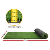 Prime Turf Artificial Grass 2mx5m 10mm Synthetic Fake Lawn Turf Plant Plastic Olive - Front View