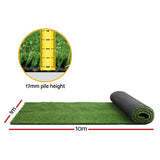 Prime Turf Artificial Grass Synthetic 20 SQM Fake Lawn 17mm 1X10M - Front View