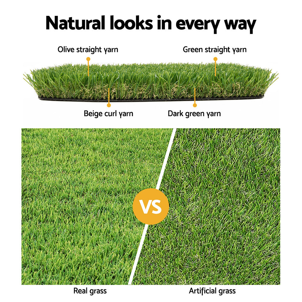 Prime Turf Artificial Grass 20mm 2mx5m Synthetic Fake Lawn Turf Plastic Plant 4-coloured