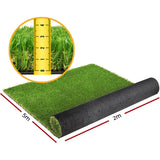 Prime Turf Artificial Grass 100SQM 30mm Synthetic Fake Lawn Turf Plastic Plant 4-coloured 2mx5m - Front View