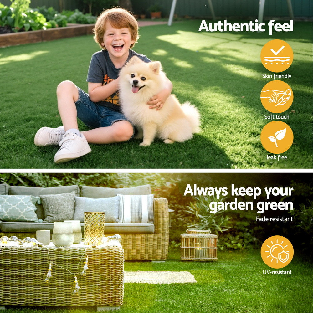Prime Turf Artificial Grass Turf Rug Fake Grass 2 Rolls 15mm Height 50cm x 2m Indoor Outdoor Synthetic Grass Mat Carpet with Drainage Holes Plastic