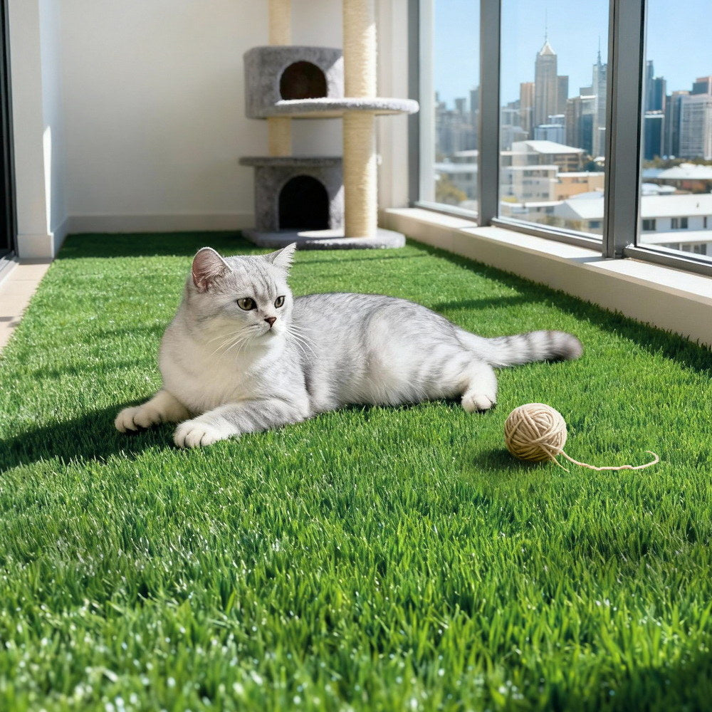 Prime Turf Artificial Grass Turf Rug Fake Grass 2 Rolls 15mm Height 50cm x 2m Indoor Outdoor Synthetic Grass Mat Carpet with Drainage Holes Plastic