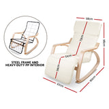 Artiss Rocking Armchair Footrest Nursing Beige Afton - Front View