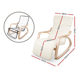 Artiss Rocking Armchair Footrest Nursing Beige Afton - Front View