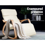Artiss Rocking Armchair Footrest Nursing Beige Afton - Side View