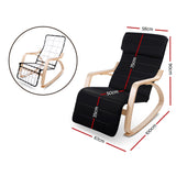 Artiss Rocking Armchair Footrest Nursing Black Afton - Front View