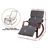 Artiss Rocking Armchair Footrest Nursing Charcoal Afton - Side View